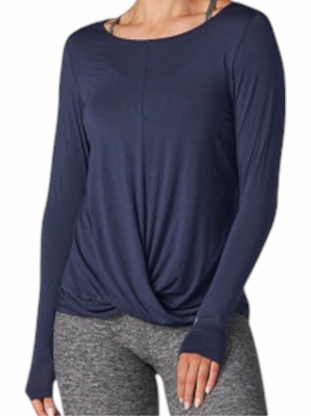 TAVI Synergy Long Sleeve Twist Front Active Top Navy Blue XL